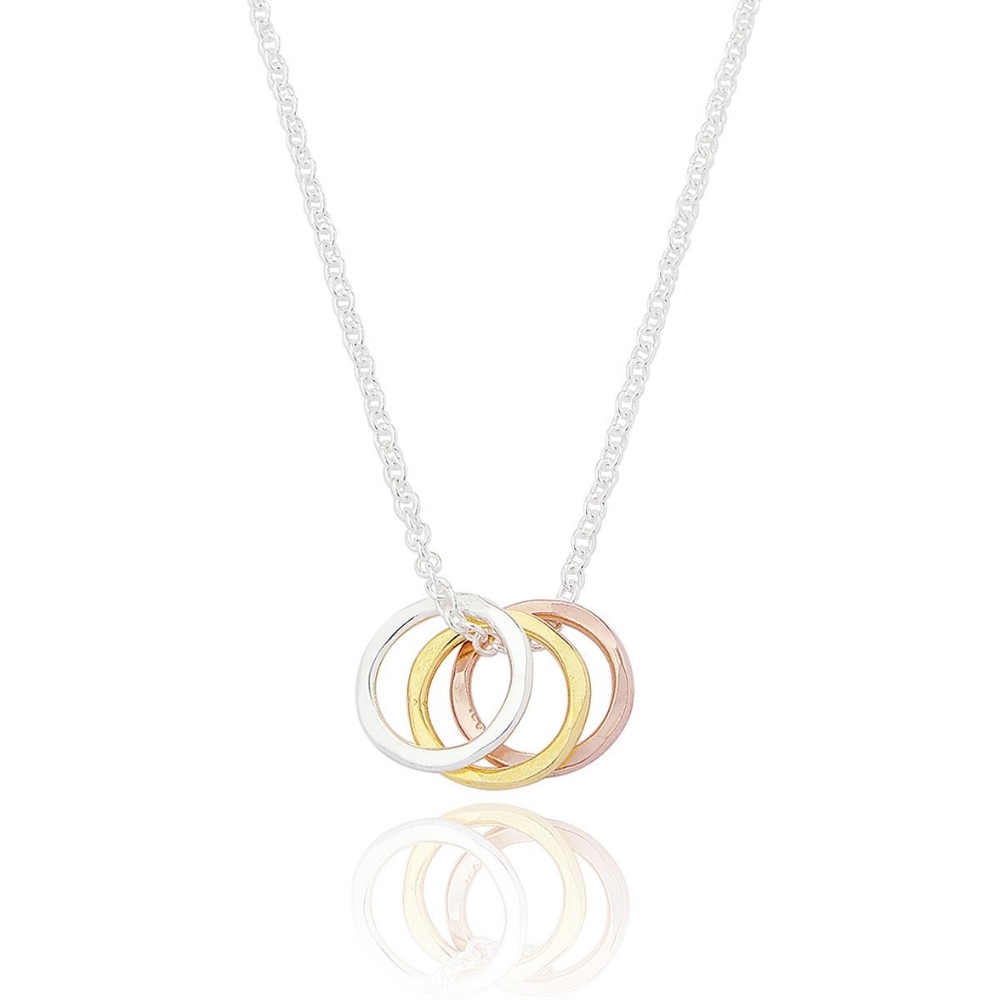 Silver Trinity Rings Pendant Sterling Silver Circles Necklace